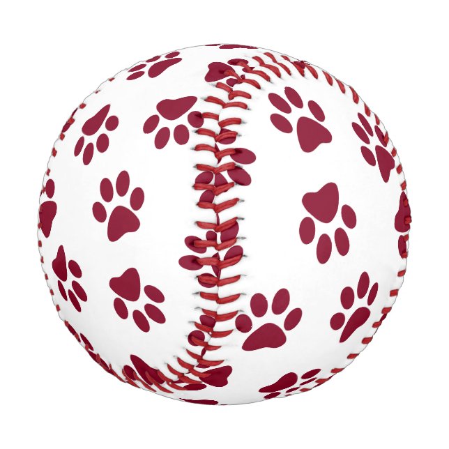Pelota De Béisbol Patrón De Paws, Paws De Perro, Paws De Borgoña (Angular)