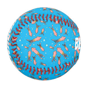 Pelota De Béisbol Patrón de personalizado de calamar rosa gracioso