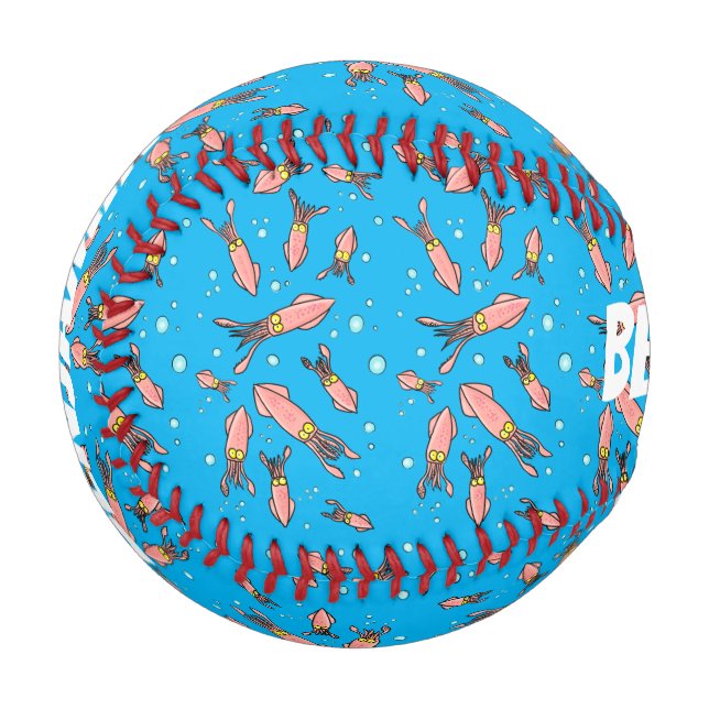 Pelota De Béisbol Patrón de personalizado de calamar rosa gracioso (Anverso izquierdo)