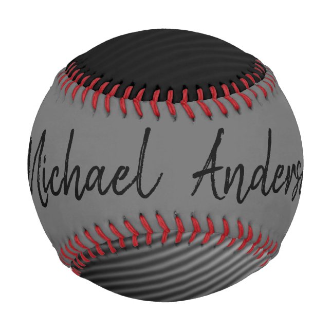 Pelota De Béisbol Patrón de rayas abstractas de moda gris personaliz (Reverso)