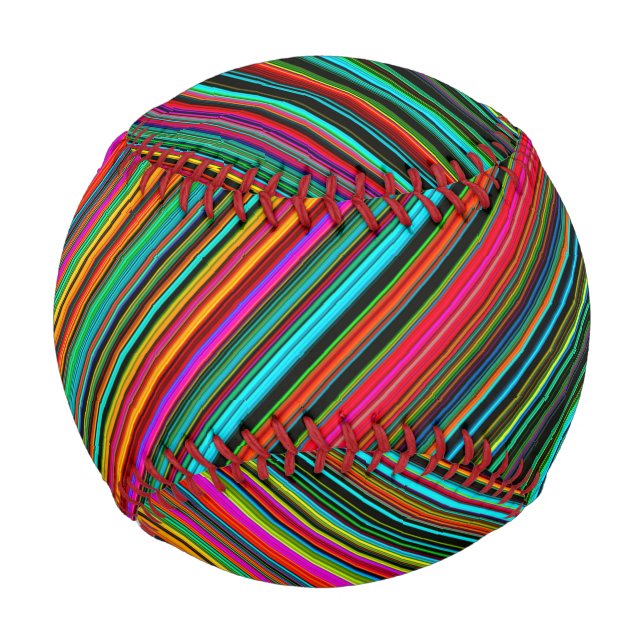 Pelota De Béisbol Patrón de rayas multicolor (Anverso)