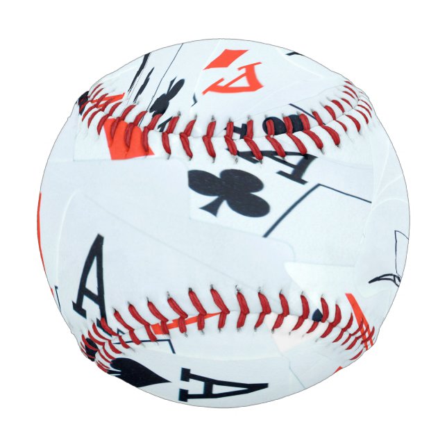 Pelota De Béisbol Patrón de tarjetas de póquer Aces, Béisbol. (Anverso)