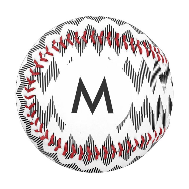 Pelota De Béisbol Patrón de zigzag geométrico monogramo 2 (Anverso izquierdo)
