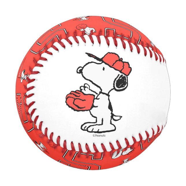 Pelota De Béisbol Patrón deportivo Snoopy Varsity (Anverso izquierdo)