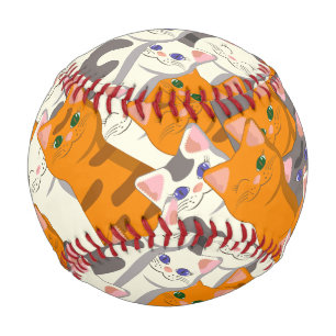Pelota De Béisbol Patrón diagonal del gato negro jengibre