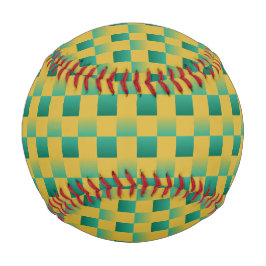 Pelota De Béisbol Patrón elegante de cuadros en verde y oro