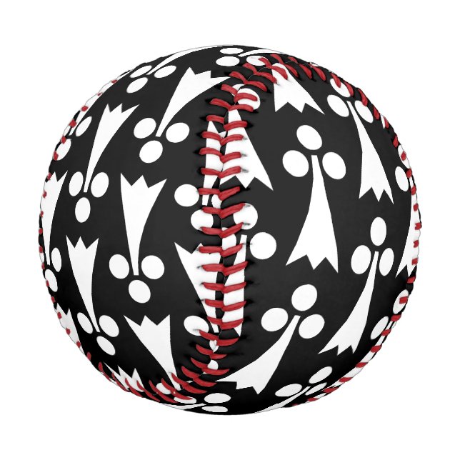 Pelota De Béisbol Patrón Ermine, patrón medieval, blanco sobre negro (Angular)