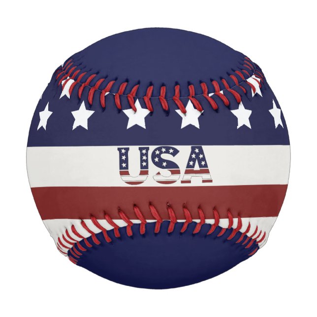Pelota De Béisbol Patrón estadounidense de bandera de Estados Unidos (Anverso)