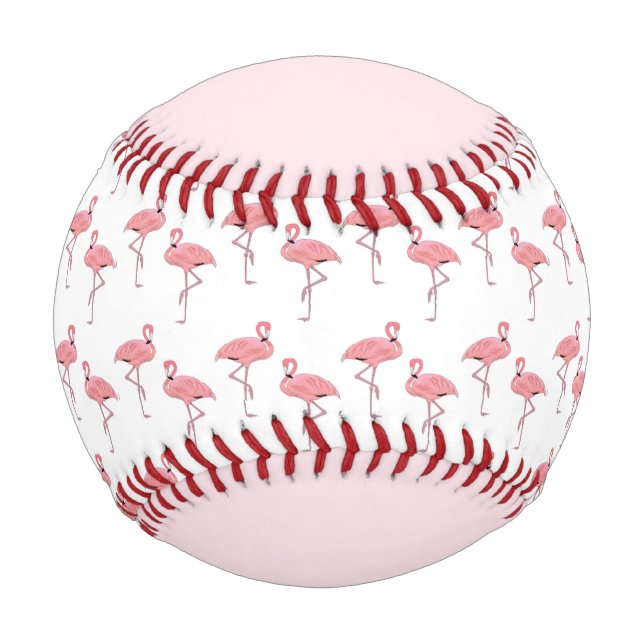 Pelota De Béisbol Patrón Flamingo Rosa (Anverso)