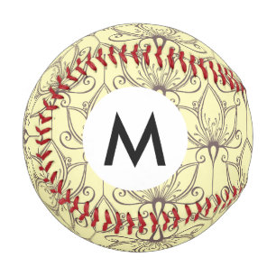 Pelota De Béisbol Patrón floral crema
