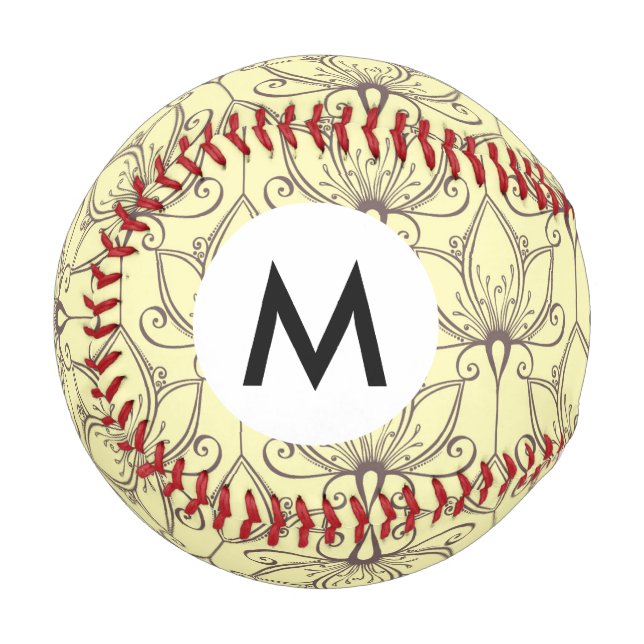 Pelota De Béisbol Patrón floral crema (Anverso izquierdo)