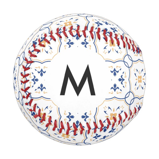 Pelota De Béisbol Patrón floral monograma 5 (Anverso izquierdo)