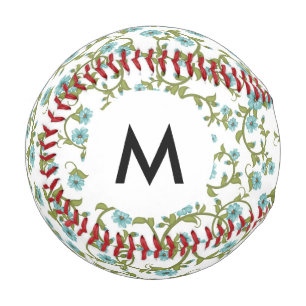 Pelota De Béisbol Patrón floral monograma 7