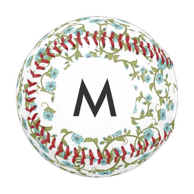 Pelota De Béisbol Patrón floral monograma 7 (Anverso izquierdo)