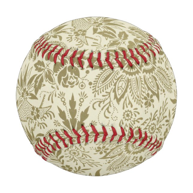 Pelota De Béisbol Patrón floral Sage verde Damasco antiguo (Anverso)