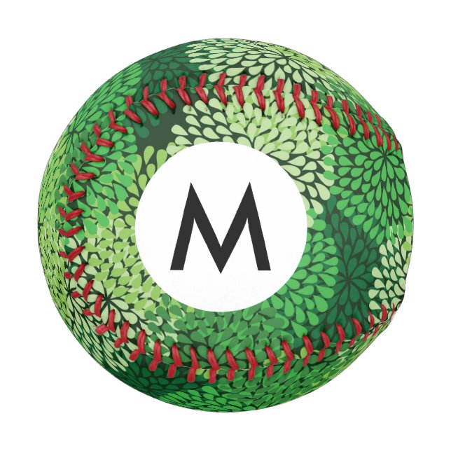 Pelota De Béisbol Patrón floral verde (Anverso izquierdo)
