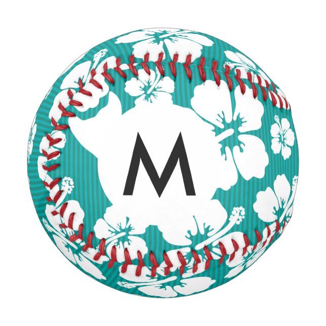 Pelota De Béisbol Patrón hawaiano de flores hibiscus (Anverso izquierdo)