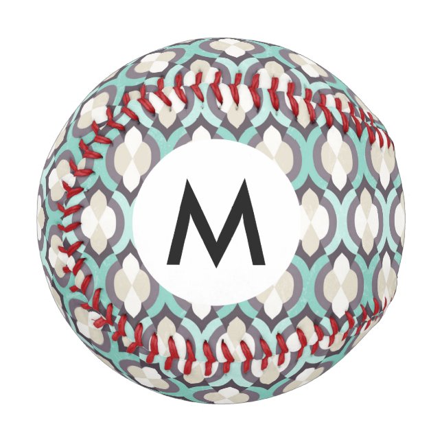 Pelota De Béisbol Patrón marroquí turquesa (Anverso izquierdo)
