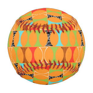Pelota De Béisbol Patrón Naranja moderno de mediados del siglo XX Bé
