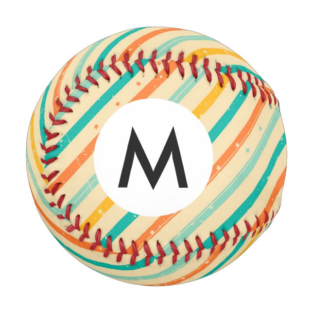 Pelota De Béisbol Patrón retro grunge a rayas (Anverso izquierdo)