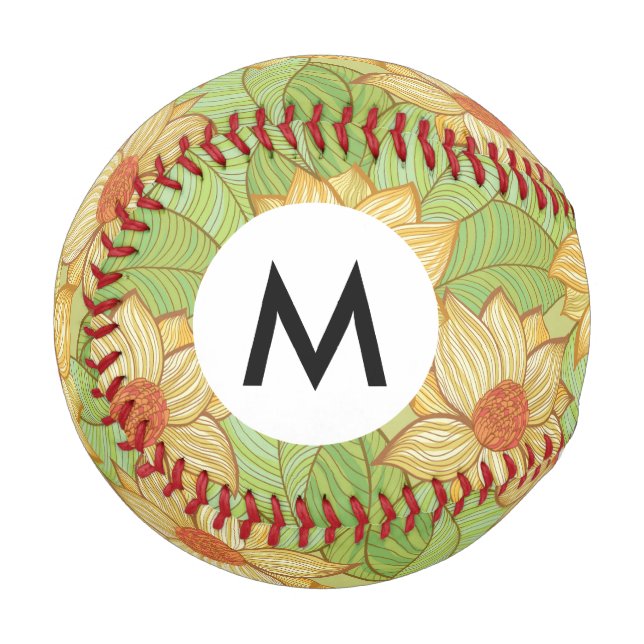 Pelota De Béisbol Patrón retro magnolia (Anverso izquierdo)