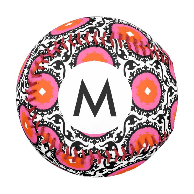 Pelota De Béisbol Patrón rosa Suzani (Anverso izquierdo)