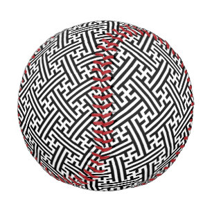 Pelota De Béisbol Patrón Sayagata, Japonés, Blanco y Negro