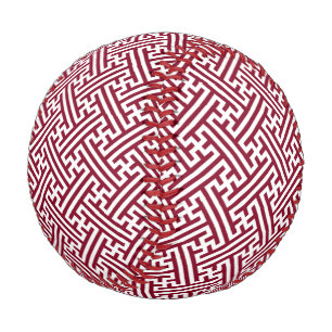 Pelota De Béisbol Patrón Sayagata, japonés, borgoñoso y blanco