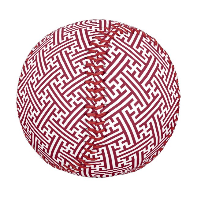 Pelota De Béisbol Patrón Sayagata, japonés, borgoñoso y blanco (Angular)