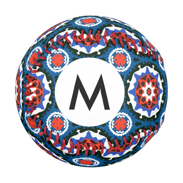 Pelota De Béisbol Patrón Suzani Con Ornamento Negrita (Anverso izquierdo)