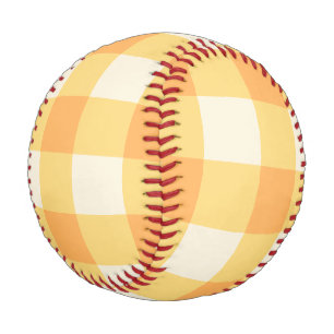 Pelota De Béisbol Peach Gingham Plaid Cottagecore