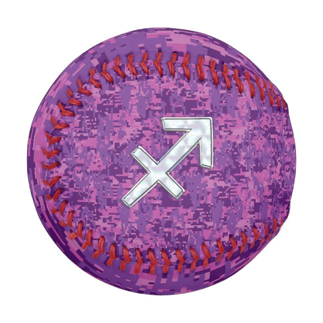 Pelota De Béisbol Pearl Sagittarius Zodiac Rótulo Fuchsia Camo Digit (Anverso izquierdo)