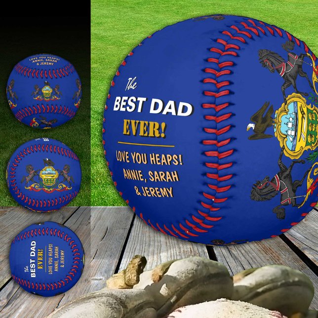 Pelota De Béisbol Pennsylvania Best Dad, patriótico USA, bandera (Subido por el creador)