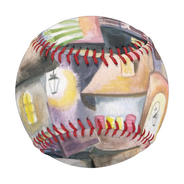 Pelota De Béisbol Pequeña ciudad por la noche (Anverso)