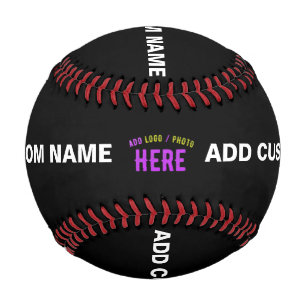 PELOTA DE BÉISBOL PERSONALIZABLE MODERNO ESTILO NEGRO VERIFICADO MAR
