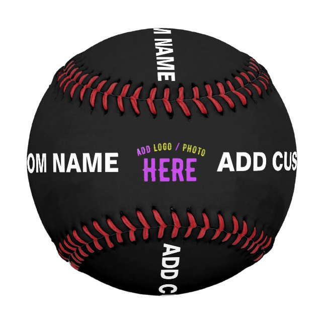 PELOTA DE BÉISBOL PERSONALIZABLE MODERNO ESTILO NEGRO VERIFICADO MAR (Anverso)