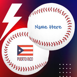 Pelota De Béisbol Personalización Bandera Puertorriqueña Azul de Pue