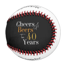 Pelota De Béisbol Personalizado 40 cumpleaños Cheers Beers Black Gol