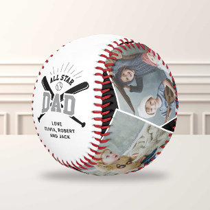Pelota De Béisbol Personalizado “All Star Papá” Negro Blanco