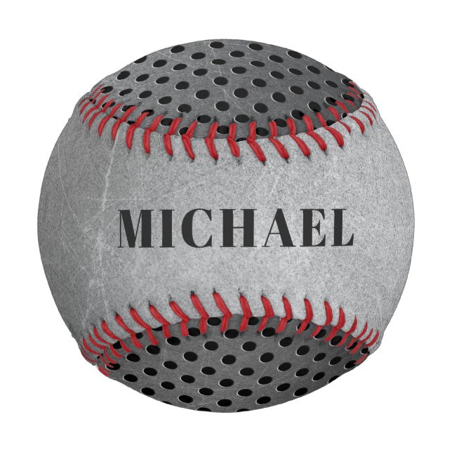 Pelota De Béisbol personalizado Aspecto metalizado monograma béisbol (Anverso)