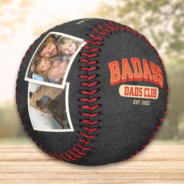 Pelota De Béisbol Personalizado Badass Dad Club Retro Collage de fot (Subido por el creador)