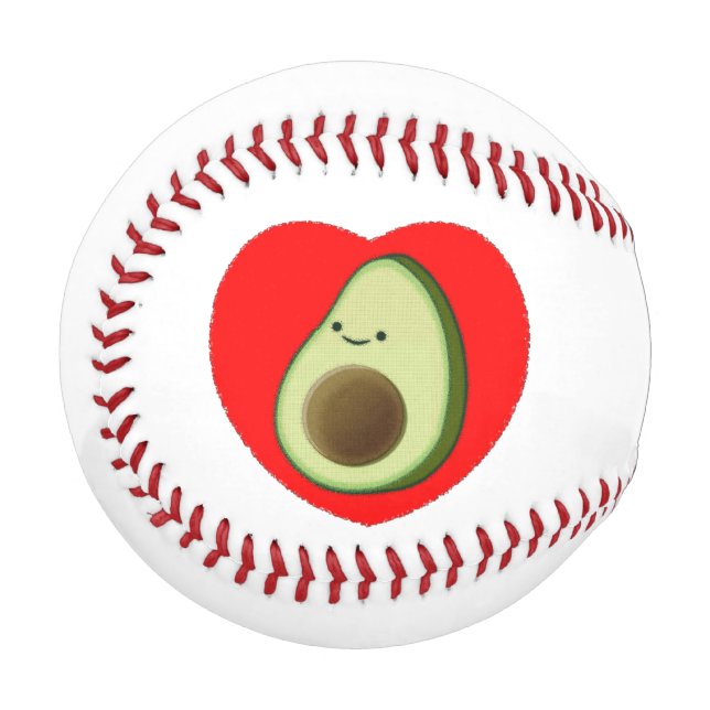 Pelota De Béisbol Personalizado Cute De Aguacate En El Corazón Rojo (Anverso izquierdo)