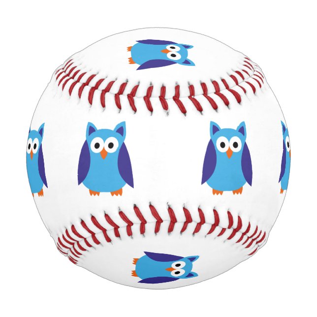Pelota De Béisbol Personalizado de búho azul (Anverso)