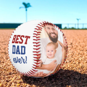 Pelota De Béisbol Personalizado de Fotos del Día del Padre Azul Rojo