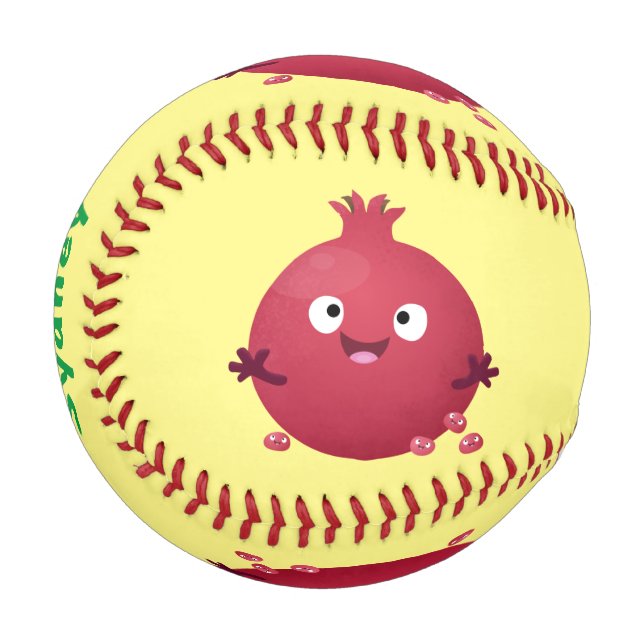 Pelota De Béisbol Personalizado de frutas pomegranadas alegres (Anverso izquierdo)