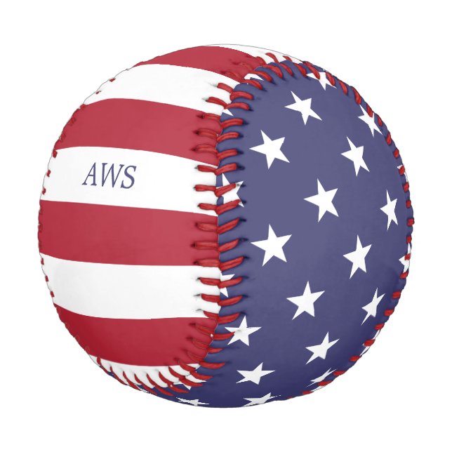 Pelota De Béisbol Personalizado de Iniciales Patriotic Stars y Strip (Angular)
