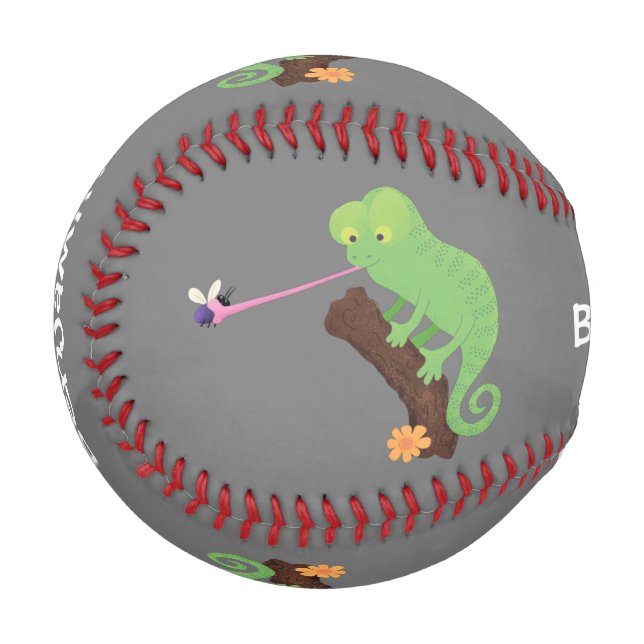 Pelota De Béisbol Personalizado de lagarto de camaleón verde lindo (Anverso izquierdo)