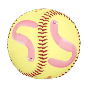 Pelota De Béisbol Personalizado de lombrices de tierra rosa y alegre