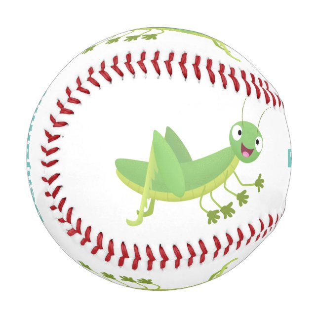 Pelota De Béisbol Personalizado de saltamontes alegre verde (Anverso izquierdo)
