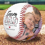 Pelota De Béisbol Personalizado de Team Dad Foto Béisbol<br><div class="desc">¡Puntee en grande este Día del Padre con un regalo de béisbol personalizado que celebra al 'Equipo de Papá'! Nuestro mantenimiento meticulosamente elaborado incluye un mensaje personalizado, un corazón rojo sentido del corazón y los nombres de sus mayores fans - sus hijos. Además, añada dos fotos familiares para una carrera...</div>